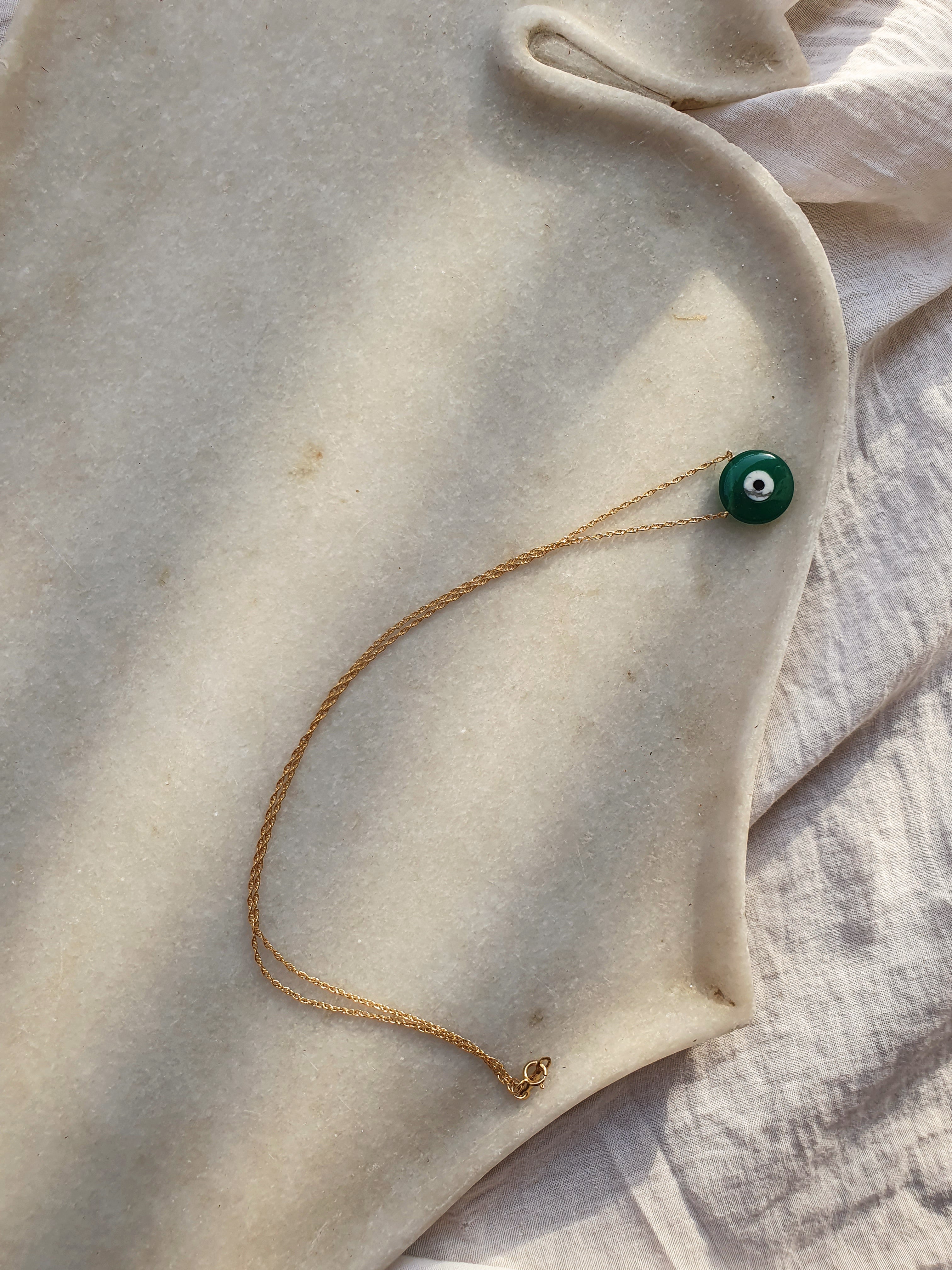 vedava - Green Onyx Evil Eye Pendant